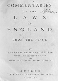 Sampul Commentaries on the Laws of England, Book the First