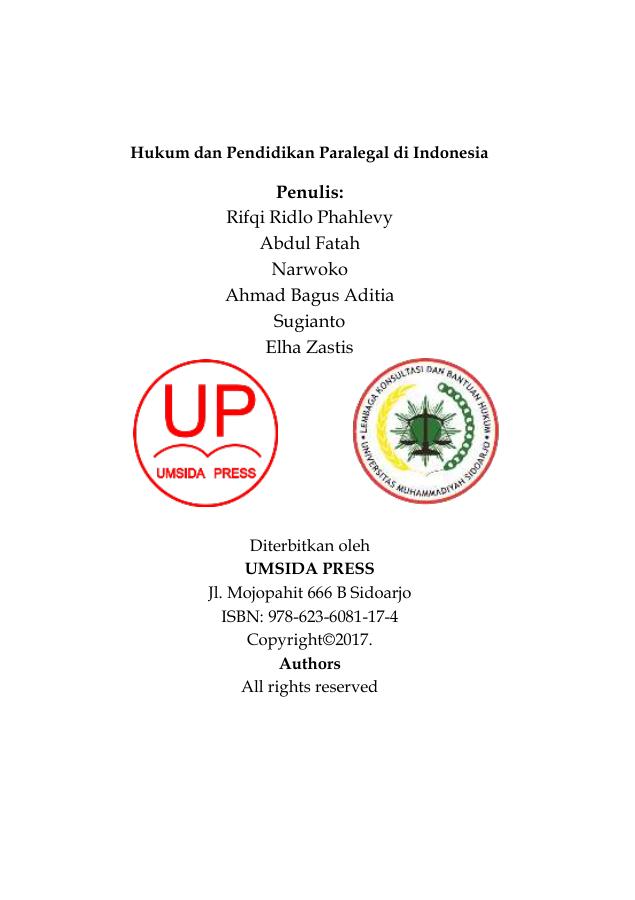 Sampul Hukum dan Pendidikan Paralegal di Indonesia